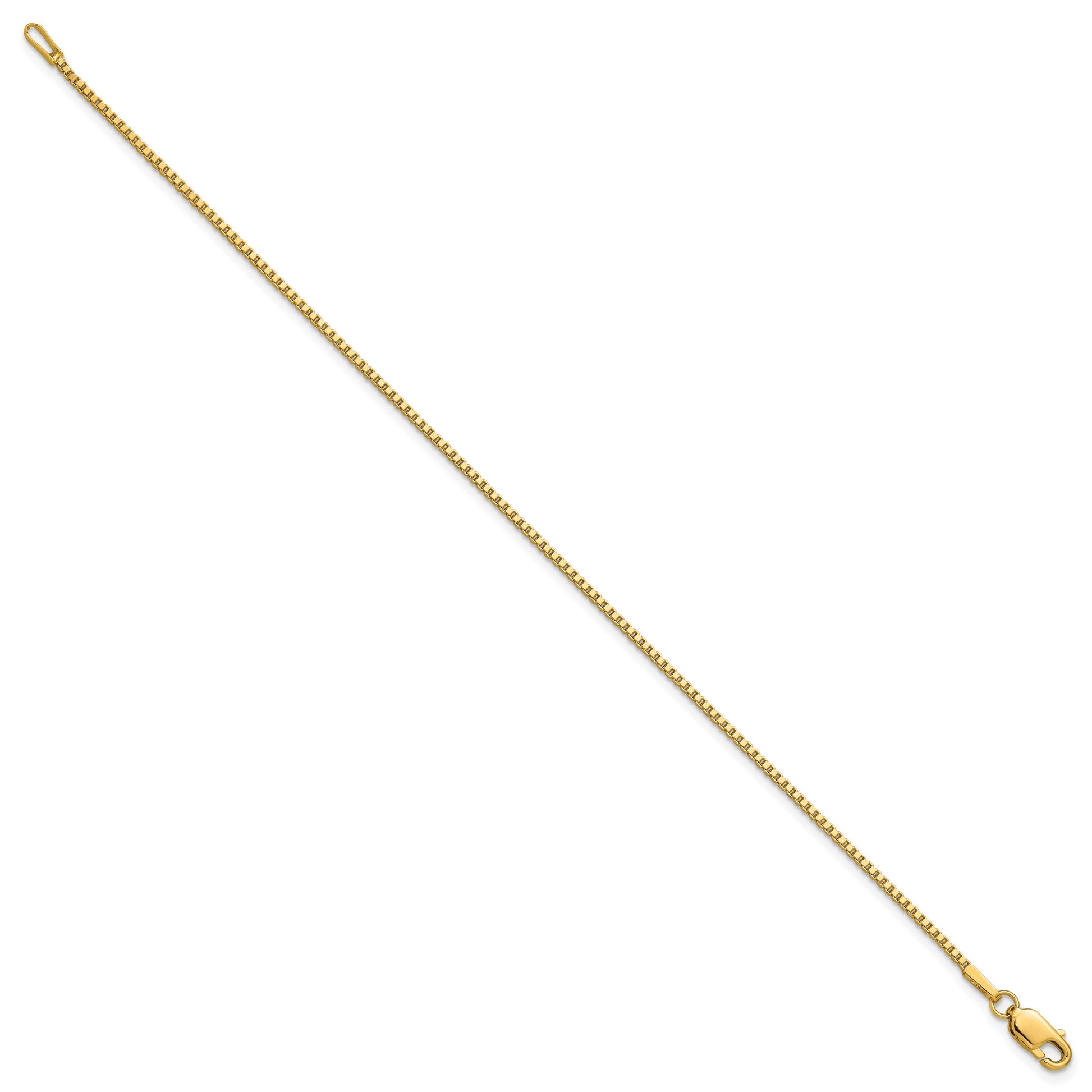 14K 9 inch 1.4mm Box with Lobster Clasp Anklet