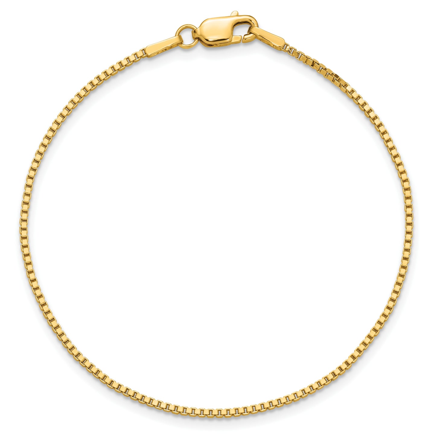 14K 9 inch 1.4mm Box with Lobster Clasp Anklet