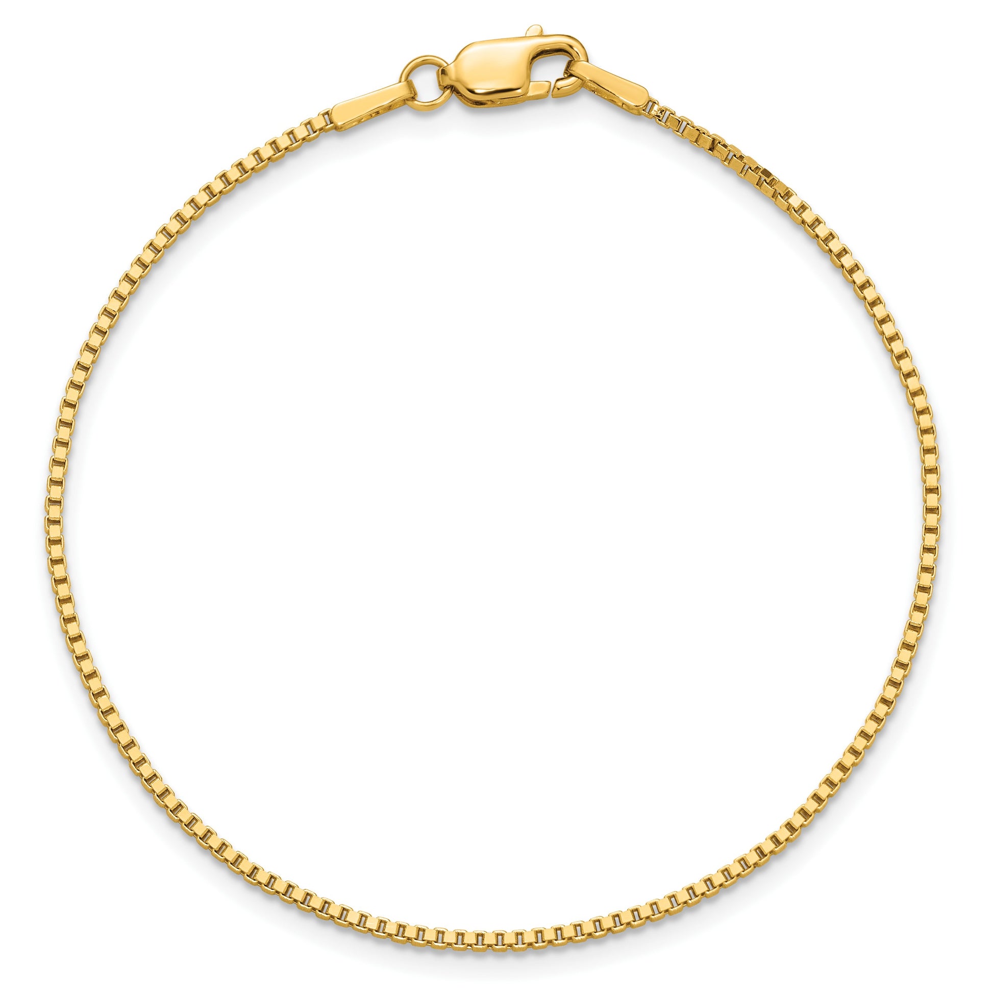 14K 9 inch 1.4mm Box with Lobster Clasp Anklet