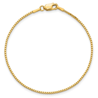14K 9 inch 1.4mm Box with Lobster Clasp Anklet