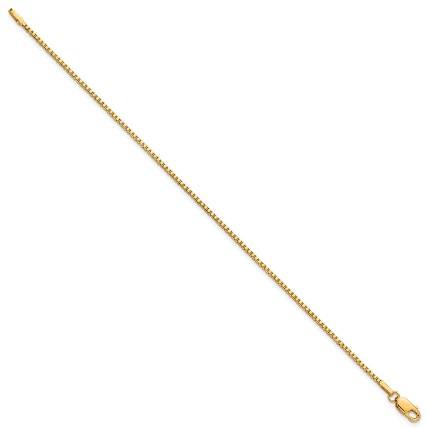 14K 7 inch 1.5mm Box with Lobster Clasp Bracelet