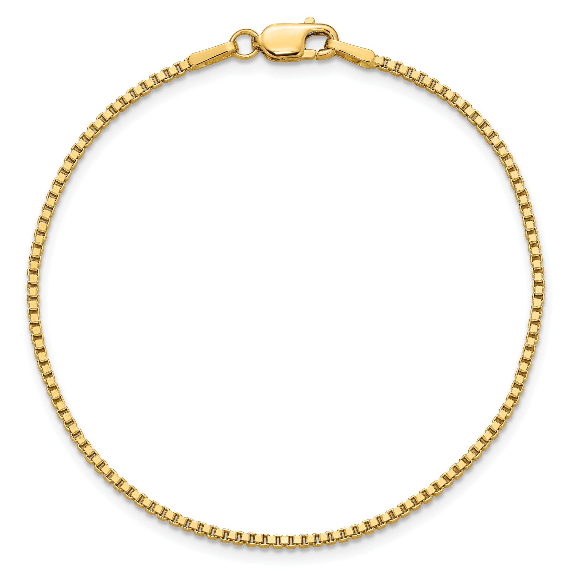 14K 7 inch 1.5mm Box with Lobster Clasp Bracelet