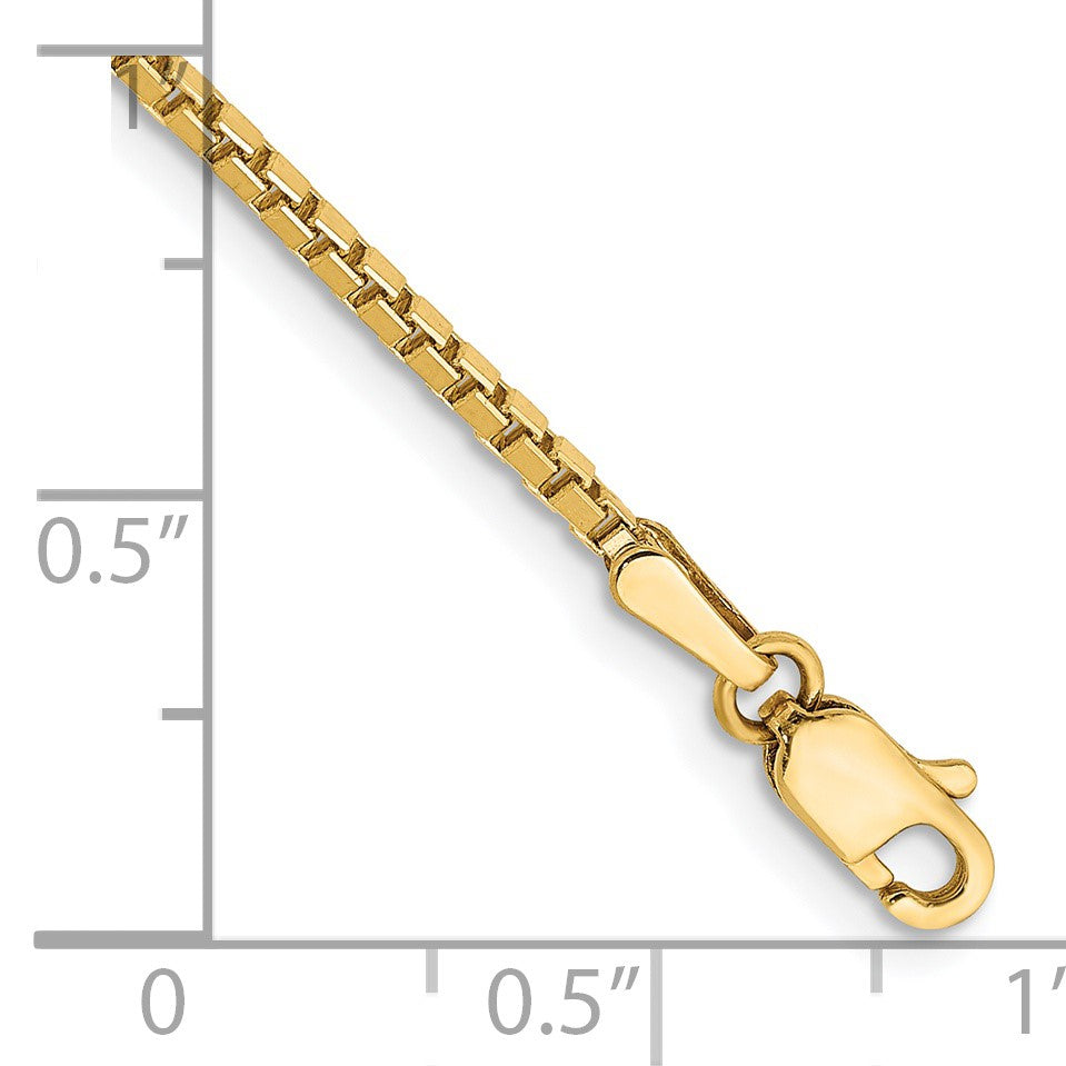 14K 9 inch 1.5mm Box with Lobster Clasp Anklet