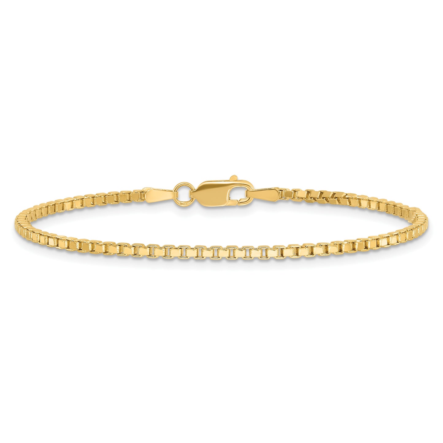 14K 7 inch 1.9mm Box with Lobster Clasp Bracelet