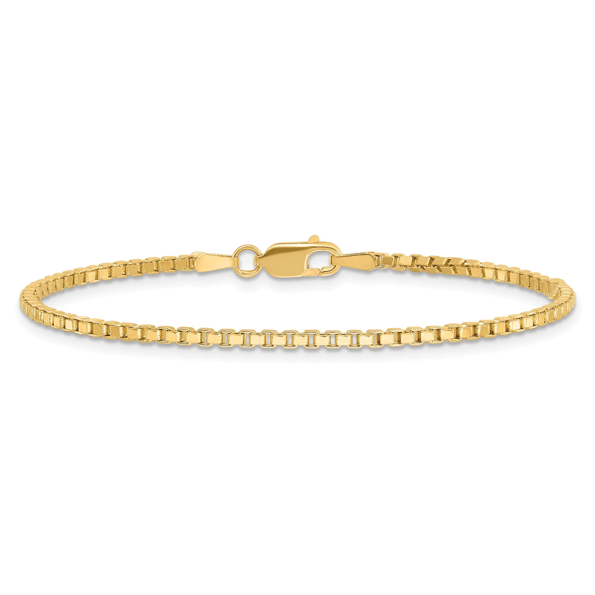 14K 7 inch 1.9mm Box with Lobster Clasp Bracelet