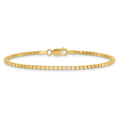14K 7 inch 1.9mm Box with Lobster Clasp Bracelet