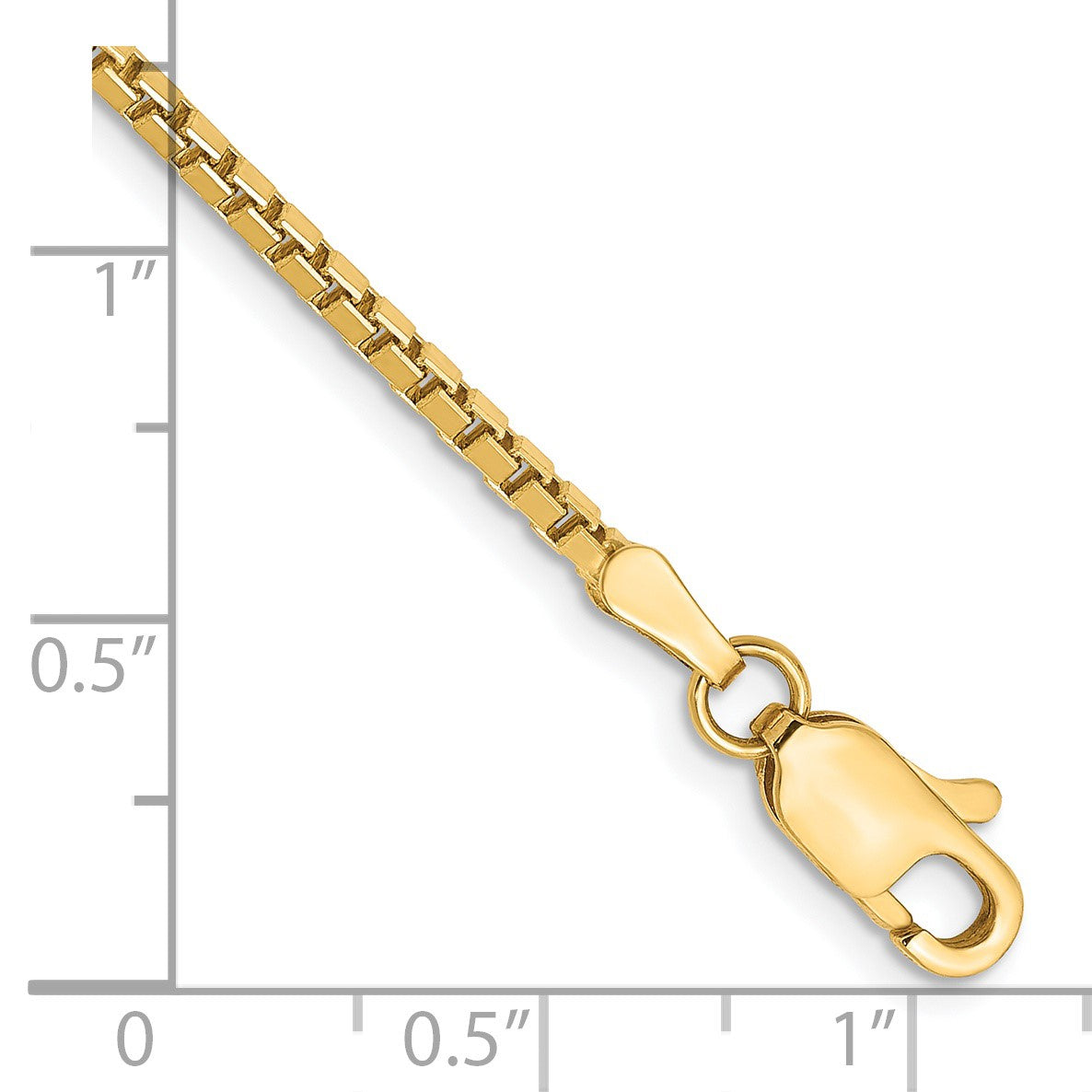 14K 8 inch 1.9mm Box with Lobster Clasp Bracelet