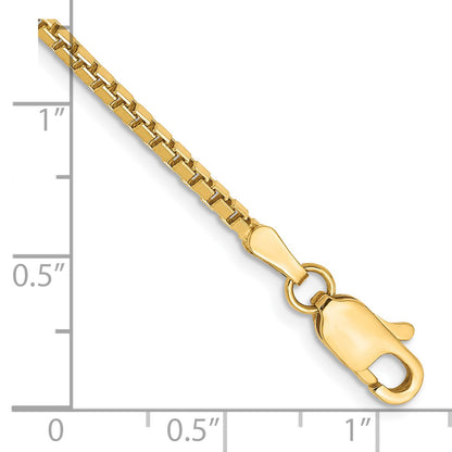 14K 8 inch 1.9mm Box with Lobster Clasp Bracelet