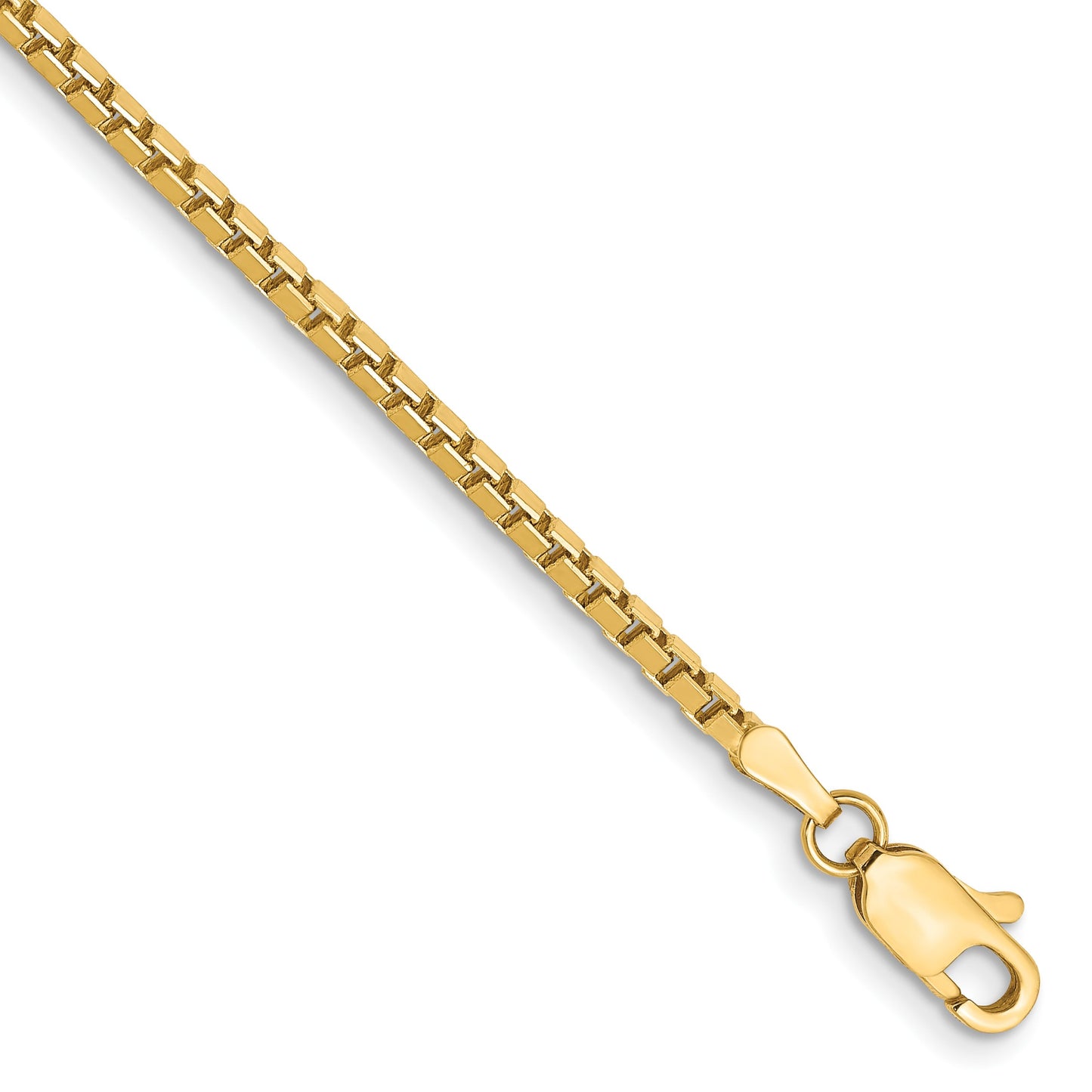 14K 8 inch 1.9mm Box with Lobster Clasp Bracelet