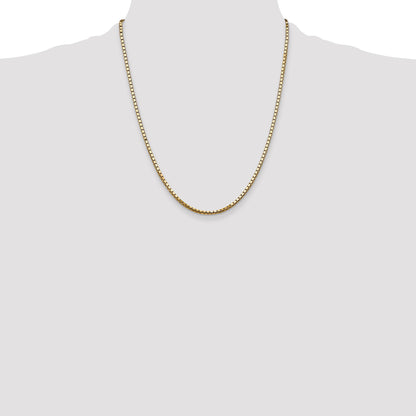 14K 22 inch 2.5mm Box with Lobster Clasp Chain