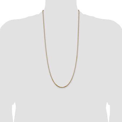 14K 30 inch 2.5mm Box with Lobster Clasp Chain