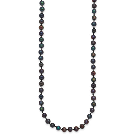 14k 4-5mm Black Near-Round Freshwater Cultured Pearl 16 inch Necklace