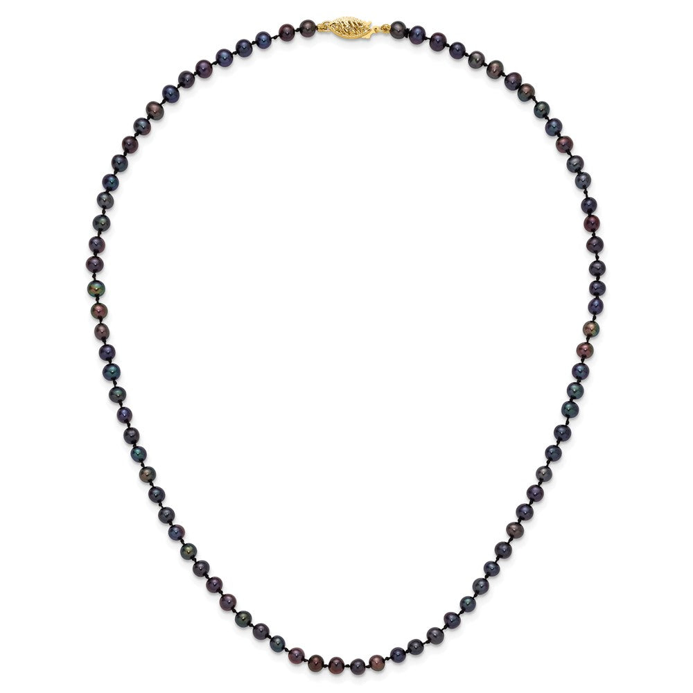 14k 4-5mm Black Near-Round Freshwater Cultured Pearl 16 inch Necklace