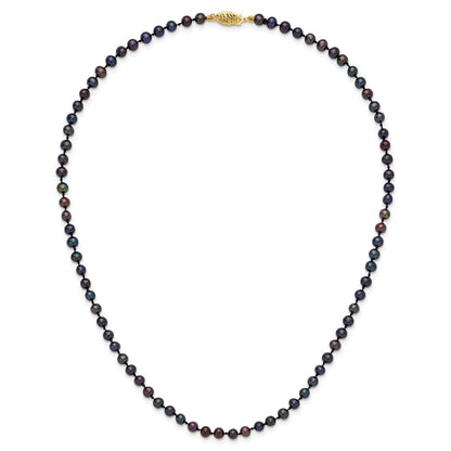 14k 4-5mm Black Near-Round Freshwater Cultured Pearl 16 inch Necklace