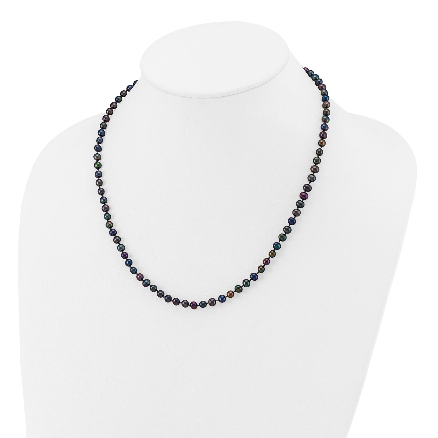 14k 4-5mm Black Near-Round Freshwater Cultured Pearl 18 inch Necklace