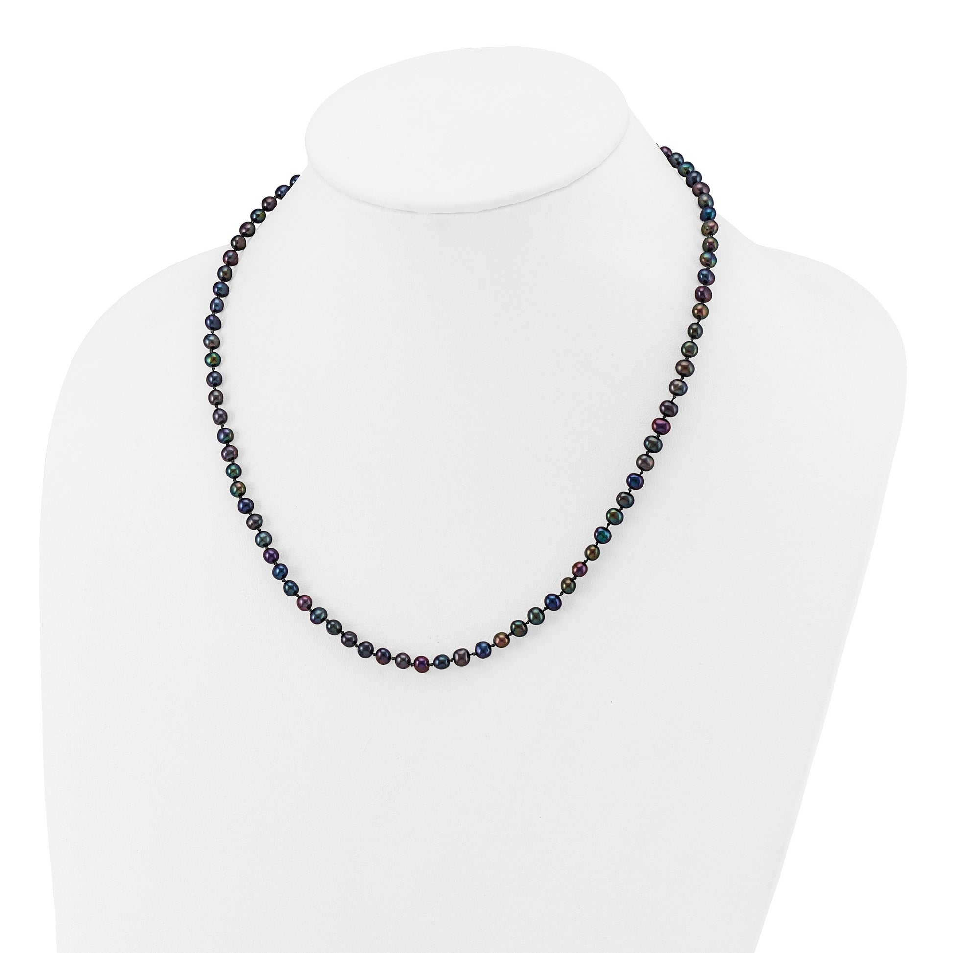 14k 4-5mm Black Near-Round Freshwater Cultured Pearl 18 inch Necklace