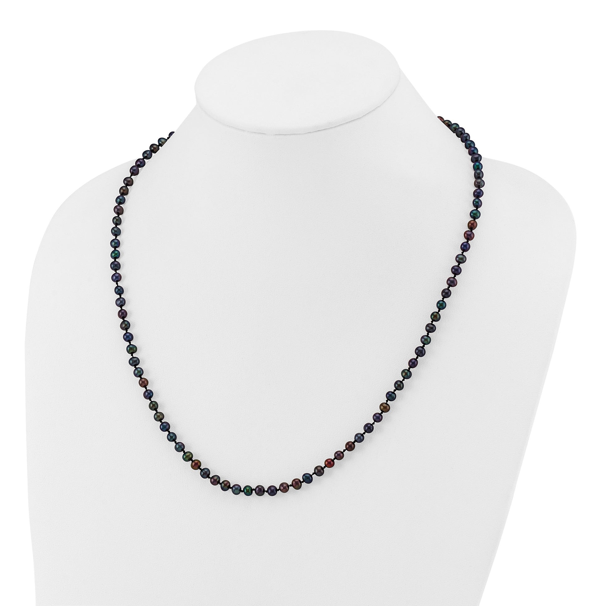 14k 4-5mm Black Near-Round Freshwater Cultured Pearl 20 inch Necklace