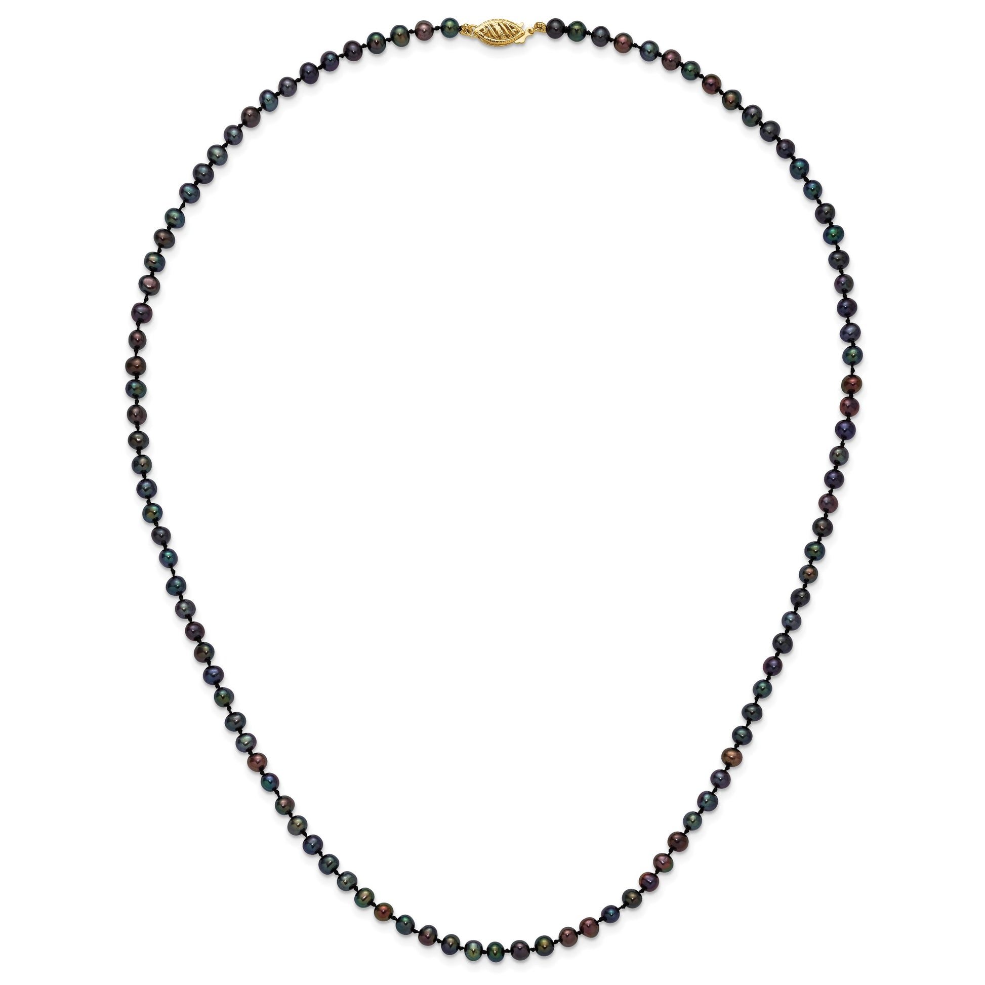 14k 4-5mm Black Near-Round Freshwater Cultured Pearl 20 inch Necklace