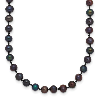 14k 4-5mm Black Near-Round Freshwater Cultured Pearl 16 inch Necklace