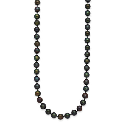 14k 5-6mm Black Near-Round Freshwater Cultured Pearl 20 inch Necklace