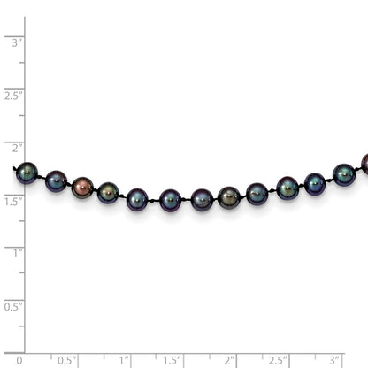 14k 5-6mm Black Near-Round Freshwater Cultured Pearl 18 inch Necklace