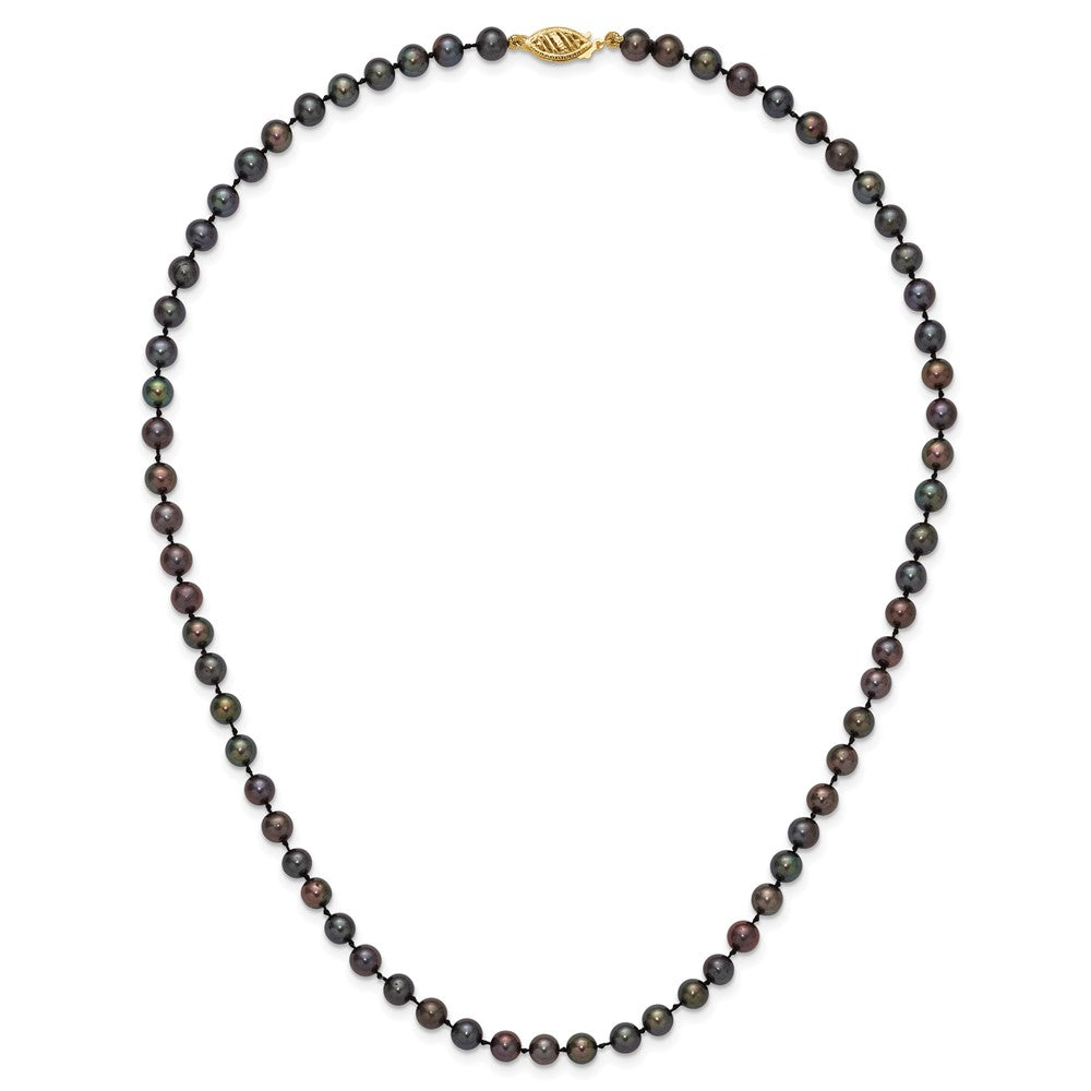 14k 5-6mm Black Near-Round Freshwater Cultured Pearl 16 inch Necklace