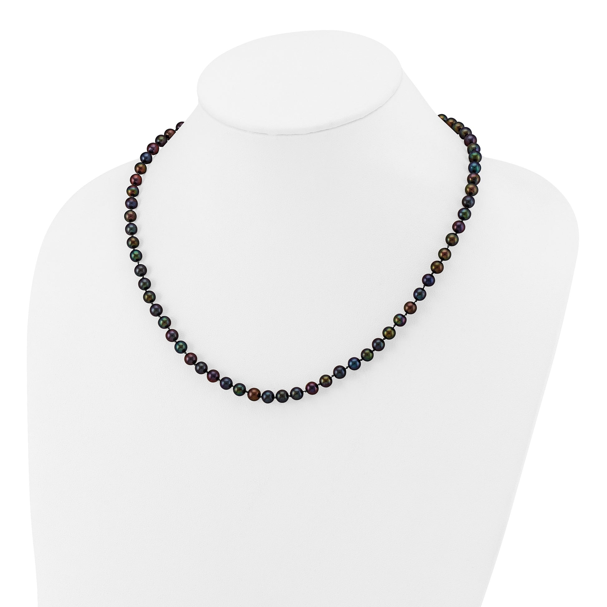 14k 5-6mm Black Near-Round Freshwater Cultured Pearl 18 inch Necklace