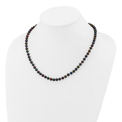 14k 5-6mm Black Near-Round Freshwater Cultured Pearl 18 inch Necklace