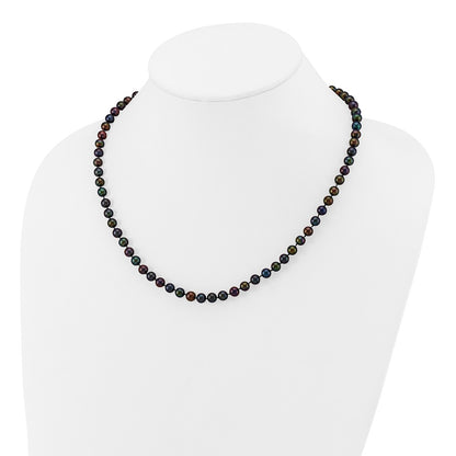 14k 5-6mm Black Near-Round Freshwater Cultured Pearl 18 inch Necklace