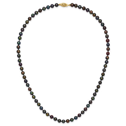 14k 5-6mm Black Near-Round Freshwater Cultured Pearl 18 inch Necklace