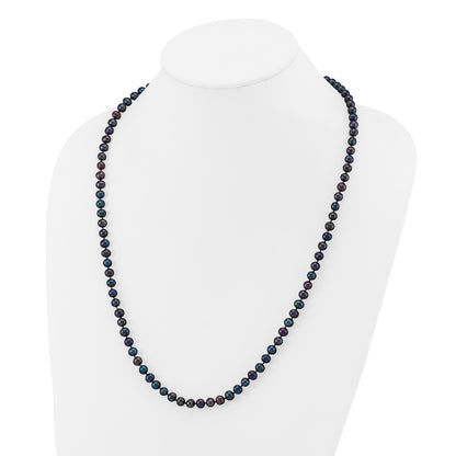 14k 5-6mm Black Near-Round Freshwater Cultured Pearl 24 inch Necklace