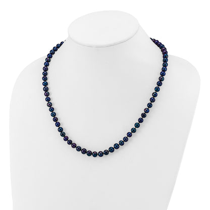 14k 6-7mm Black Near-Round Freshwater Cultured Pearl 20 inch Necklace