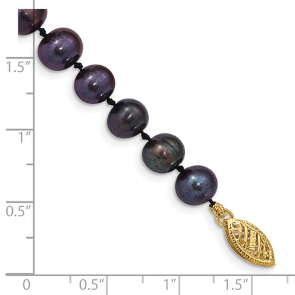 14k 6-7mm Black Near-Round Freshwater Cultured Pearl 7.5 inch Bracelet