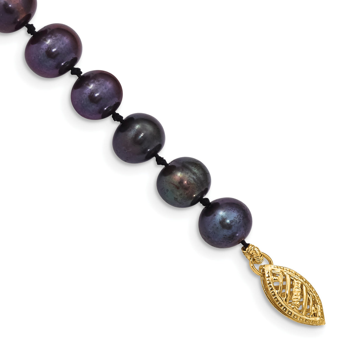 14k 6-7mm Black Near-Round Freshwater Cultured Pearl 7.5 inch Bracelet