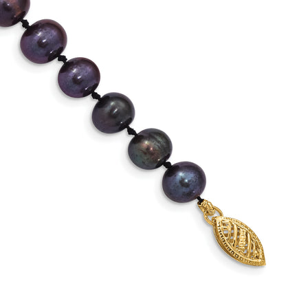 14k 6-7mm Black Near-Round Freshwater Cultured Pearl 7.5 inch Bracelet