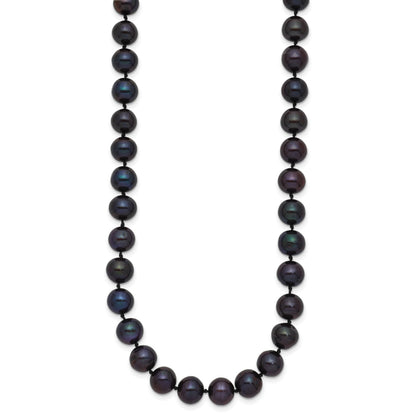 14k 7-8mm Black Near-Round Freshwater Cultured Pearl 20 inch Necklace