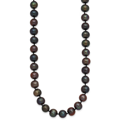 14k 8-9mm Black Near-Round Freshwater Cultured Pearl 24 inch Necklace