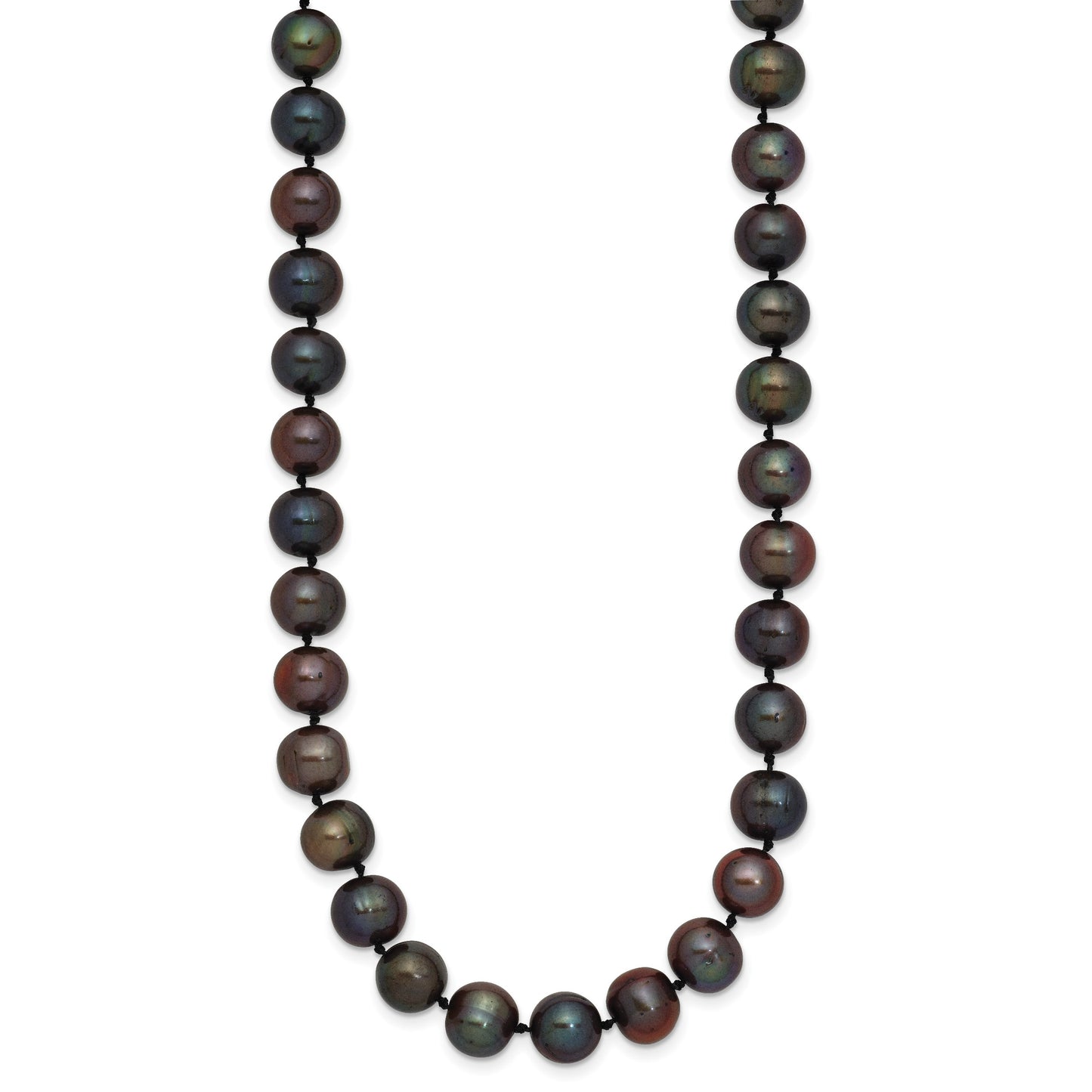14k 8-9mm Black Near-Round Freshwater Cultured Pearl 28 inch Necklace