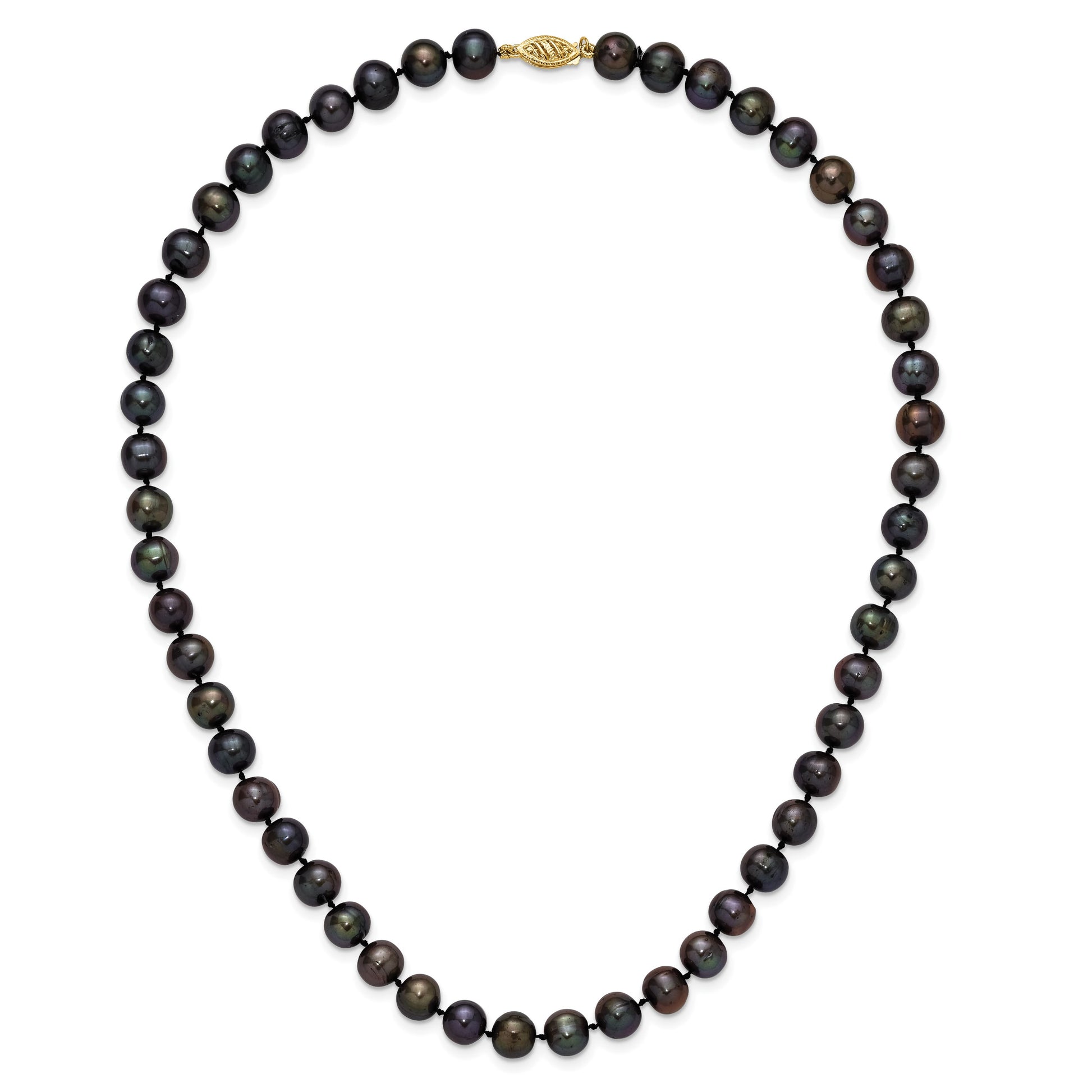 14k 8-9mm Black Near-Round Freshwater Cultured Pearl 18 inch Necklace