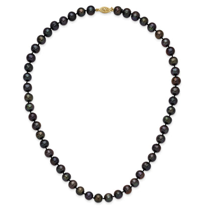 14k 8-9mm Black Near-Round Freshwater Cultured Pearl 18 inch Necklace