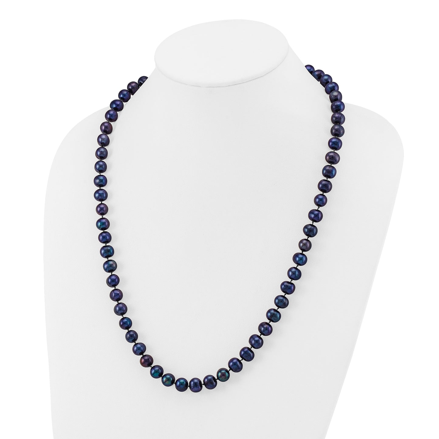 14k 8-9mm Black Near-Round Freshwater Cultured Pearl 24 inch Necklace