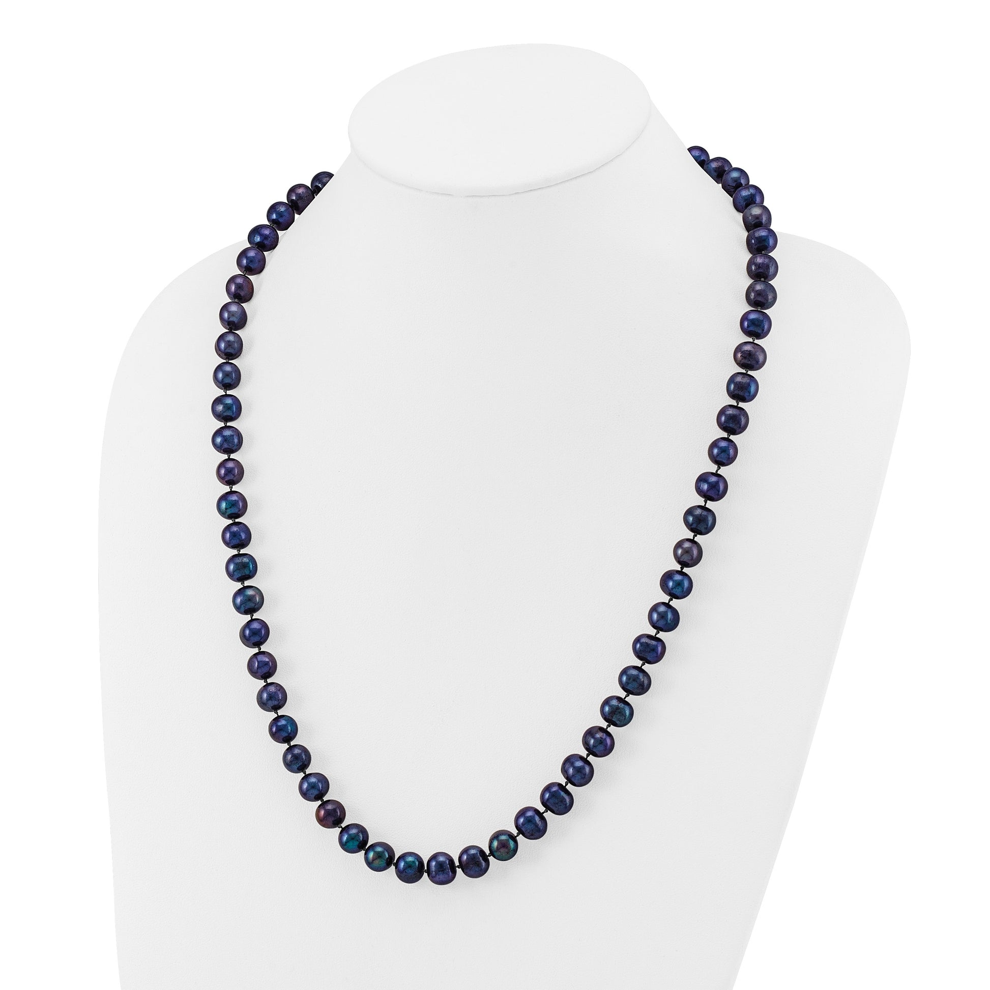 14k 8-9mm Black Near-Round Freshwater Cultured Pearl 24 inch Necklace