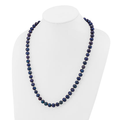 14k 8-9mm Black Near-Round Freshwater Cultured Pearl 24 inch Necklace
