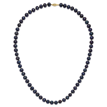 14k 8-9mm Black Near-Round Freshwater Cultured Pearl 24 inch Necklace