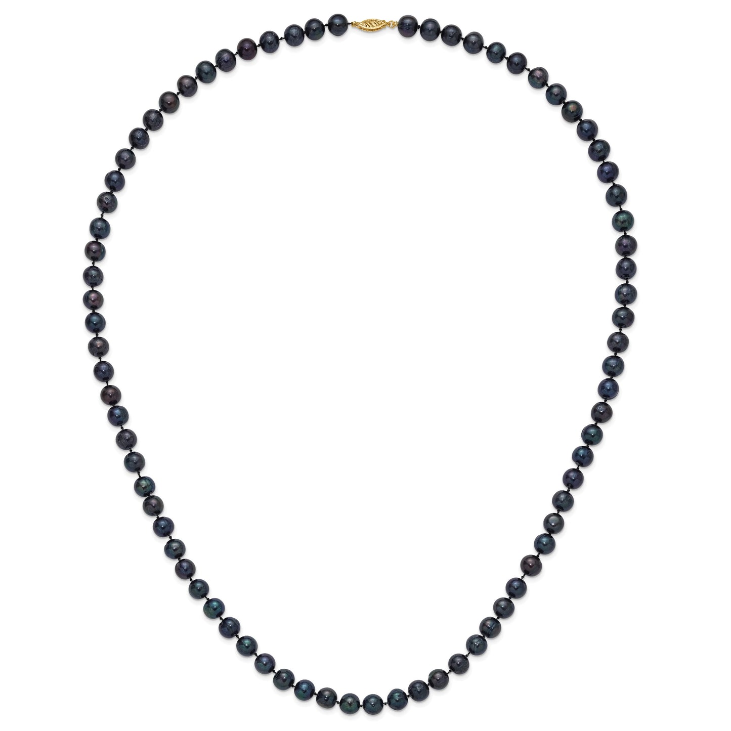 14k 8-9mm Black Near-Round Freshwater Cultured Pearl 28 inch Necklace