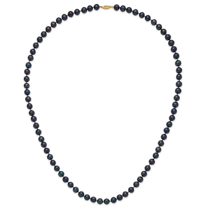 14k 8-9mm Black Near-Round Freshwater Cultured Pearl 28 inch Necklace