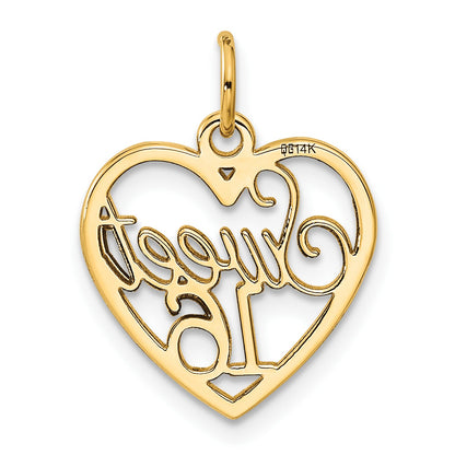 14k SWEET 16 in Heart Charm