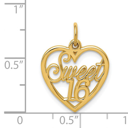 14k SWEET 16 in Heart Charm