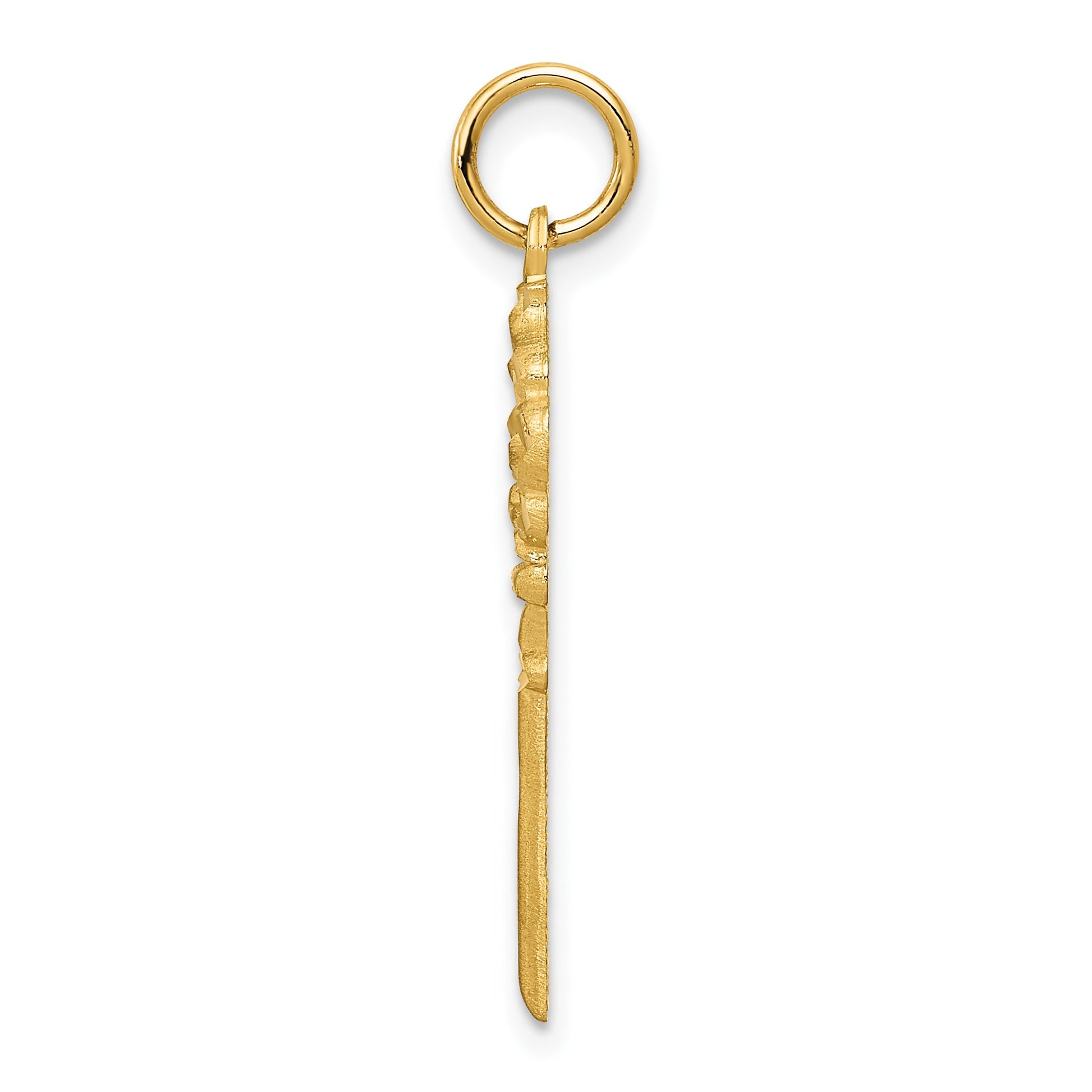 14K Polished Fancy Edge Heart Key Charm