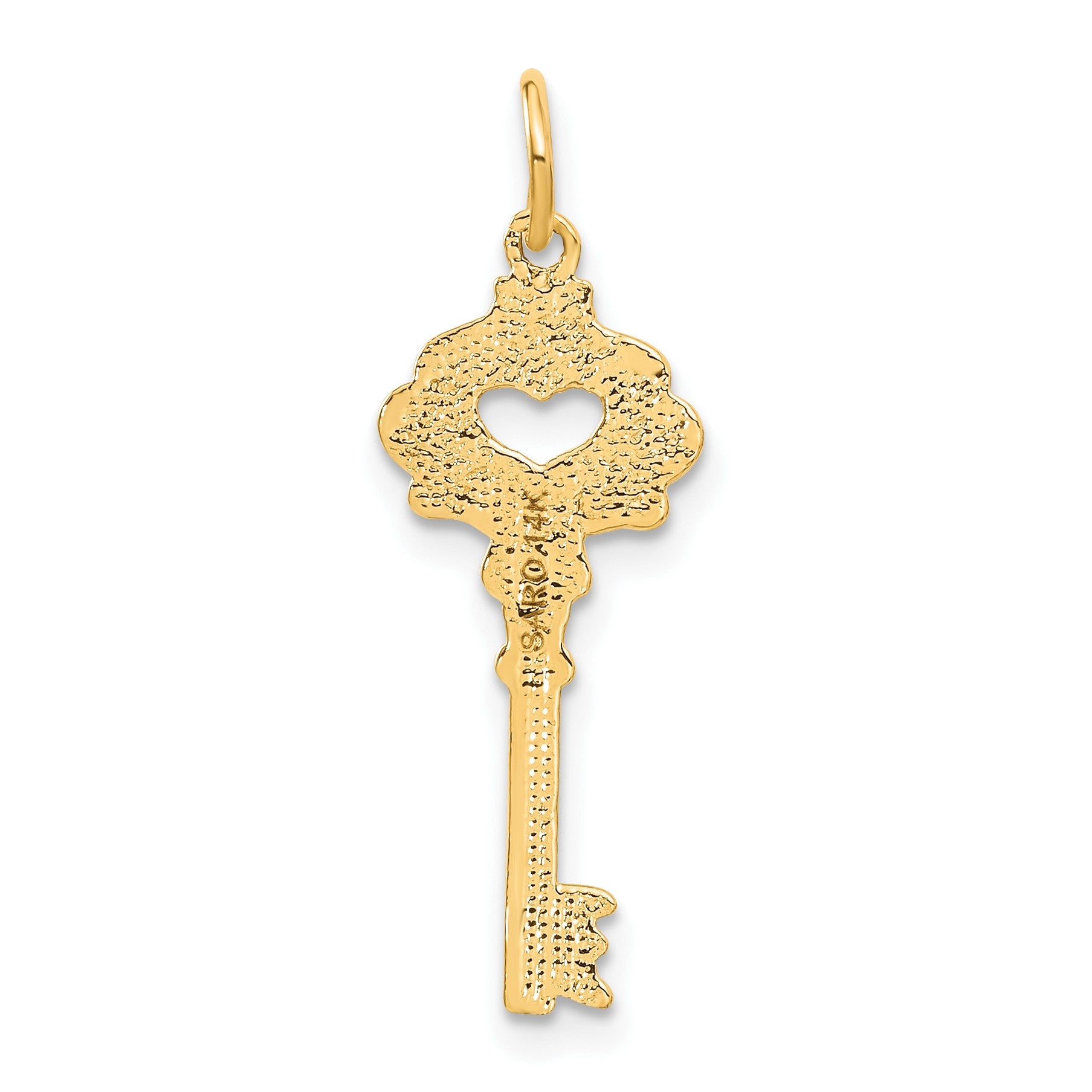 14K Polished Fancy Edge Heart Key Charm